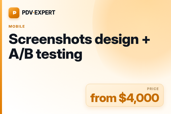 Screenshots design + A/B testing