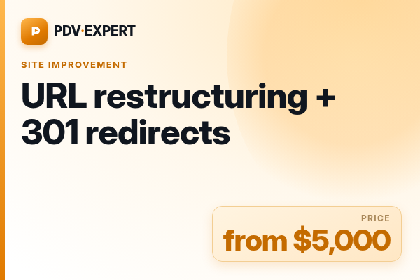 URL restructuring + 301 redirects